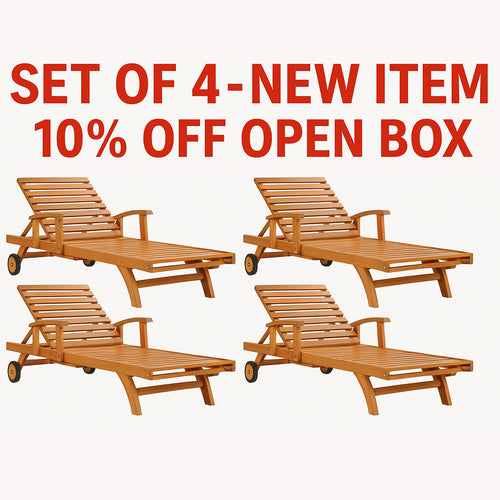 10% OFF OPEN BOX SPECIAL β Set of 4 Teak Bahama Pool Loungers (New & Unused)