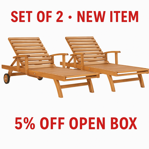 5% OFF OPEN BOX SPECIAL β Set of 2 Teak Bahama Pool Loungers (New & Unused)