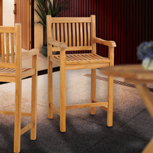 10% OFF OPEN BOX SPECIAL – Set of 8 Teak Wood Elzas Barstools with Arms (New & Unused)