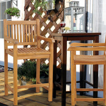 10% OFF OPEN BOX SPECIAL – Set of 8 Teak Wood Elzas Barstools with Arms (New & Unused)