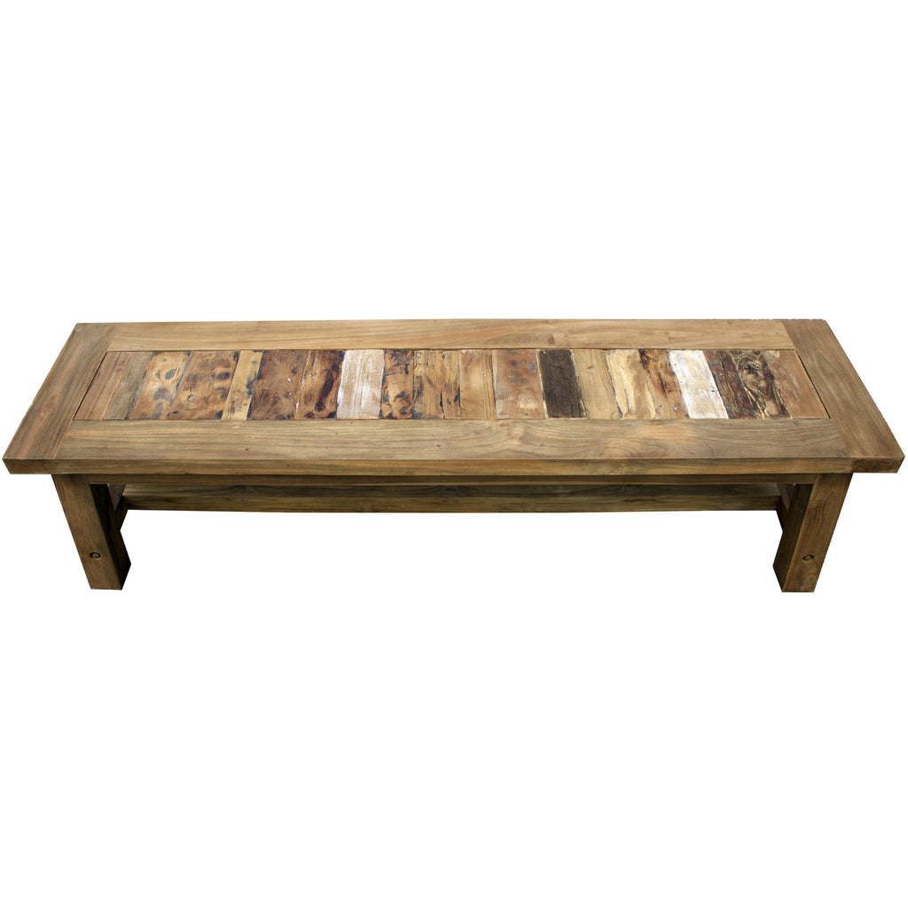 Recycled Teak Wood Castello Backless Bathroom Bench, 63 inch by