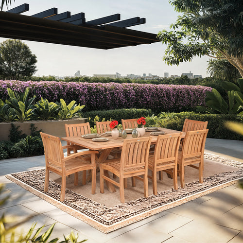 9 Piece Teak Wood Dining Set Including 87