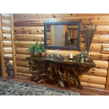 Teak Wood Root Console Table with Glass Top, 72 inches