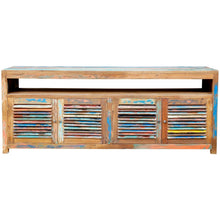 Chest / Media Center with 4 Doors & Raised Shelf made from Recycled Teak Wood Boats - Chic Teak