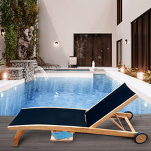 Teak Wood Bahama Pool Lounger With Batyline Mesh, Black