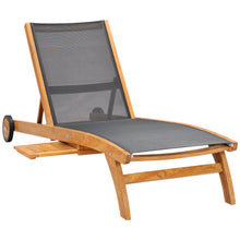 Teak Wood Bahama Pool Lounger With Batyline Mesh, Black