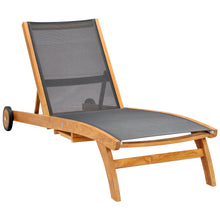 Teak Wood Bahama Pool Lounger With Batyline Mesh, Black