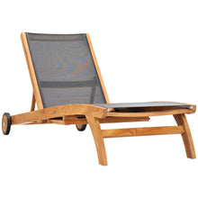 Teak Wood Bahama Pool Lounger With Batyline Mesh, Black