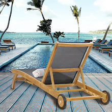 Teak Wood Bahama Pool Lounger With Batyline Mesh, Black