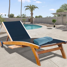 Teak Wood Bahama Pool Lounger With Batyline Mesh, Black
