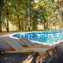 Teak Wood Bahama Pool Lounger With Batyline Mesh, Grey
