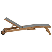 Teak Wood Bahama Pool Lounger With Batyline Mesh, Grey