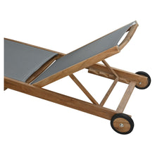 Teak Wood Bahama Pool Lounger With Batyline Mesh, Grey