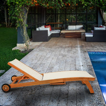 Teak Wood Bahama Pool Lounger With Batyline Mesh, White