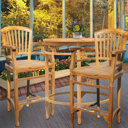 Teak Wood Orleans Bar Stool With Arms