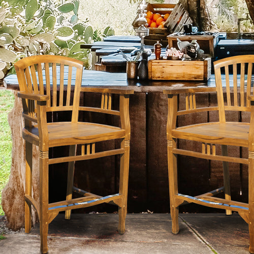 Teak Wood Orleans Counter Stool with Arms