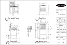 Teak Wood Chippendale Barstool with Arms