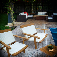 Teak Wood Paris Patio Lounge and Dining Chair, White