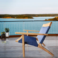 Teak Wood Paris Patio Lounge and Dining Chair, Blue