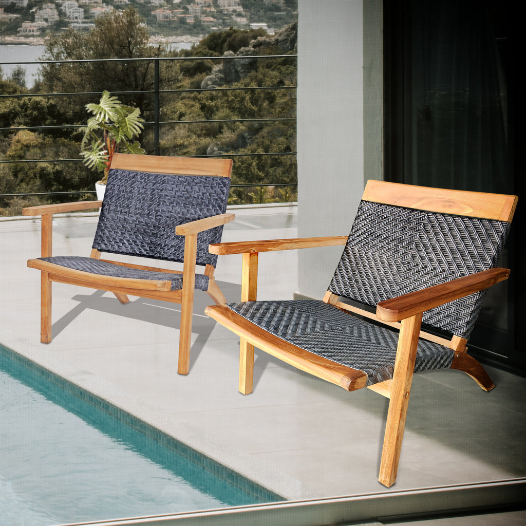 Teak Wood Paris Patio Lounge and Dining Chair, Grey by Chic Teak only