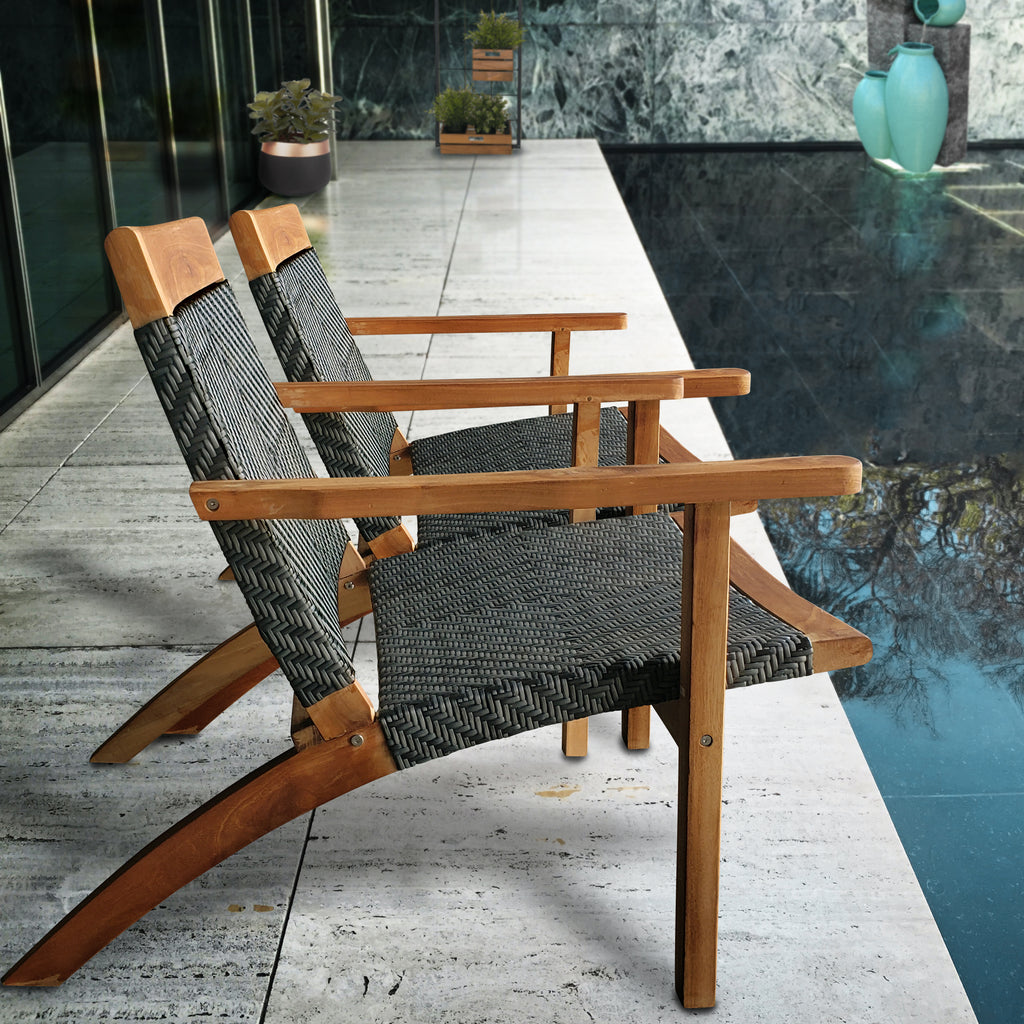 Teak Wood Paris Patio Lounge and Dining Chair, Grey by Chic Teak only