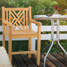 Teak Wood Chippendale Counter Stool with Arms