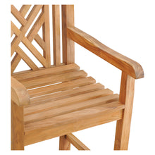 Teak Wood Chippendale Counter Stool with Arms