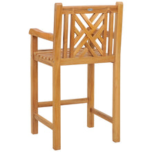 Teak Wood Chippendale Barstool with Arms