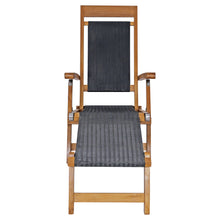 Teak Wood Narmada Outdoor Reclining Patio Steamer Chair - Black