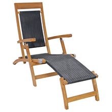 Teak Wood Narmada Outdoor Reclining Patio Steamer Chair - Black