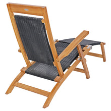 Teak Wood Narmada Outdoor Reclining Patio Steamer Chair - Black