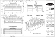 Teak Wood Lutyens Triple Bench
