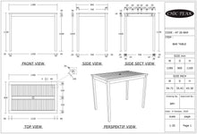 Teak Wood Maldives Rectangular Bistro Table, Bar Height (55", 63" and 71" sizes)