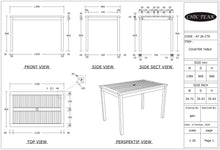 Teak Wood Antigua Rectangular Bistro Table, Counter Height (55", 63" and 71" sizes)