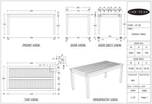 Teak Wood Bermuda Rectangular Patio Bistro Table, Dining Height (55", 63" and 71" sizes)
