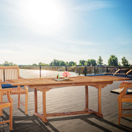 Teak Wood West Palm Semi Oval Extension Table