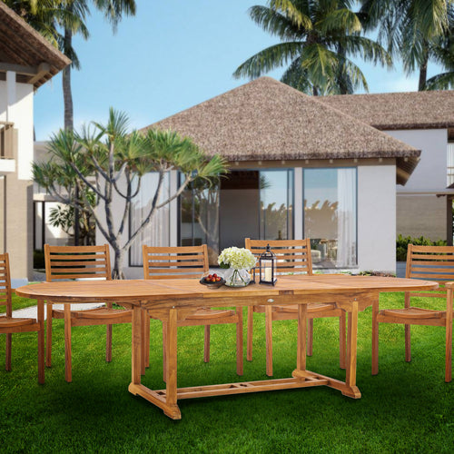 Teak Wood Orleans Oval Double Extension Table