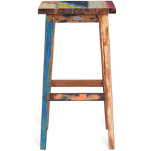 Marina Del Rey Square Recycled Teak Wood Boat Barstool