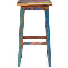 Marina Del Rey Square Recycled Teak Wood Boat Barstool