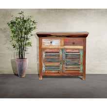 Chest with 2 Slatted Doors 2 Drawers made from Recycled Teak Wood Boats - Chic Teak