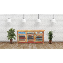 Chest / Media Center 3 Doors and 3 Drawers made from Recycled Teak Wood Boats - Chic Teak