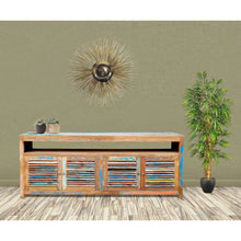 Chest / Media Center with 4 Doors & Raised Shelf made from Recycled Teak Wood Boats - Chic Teak
