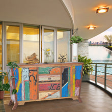 Marina del Rey Cone Shaped Buffet Made From Recycled Teak Wood Boats - 75W x 41H in.