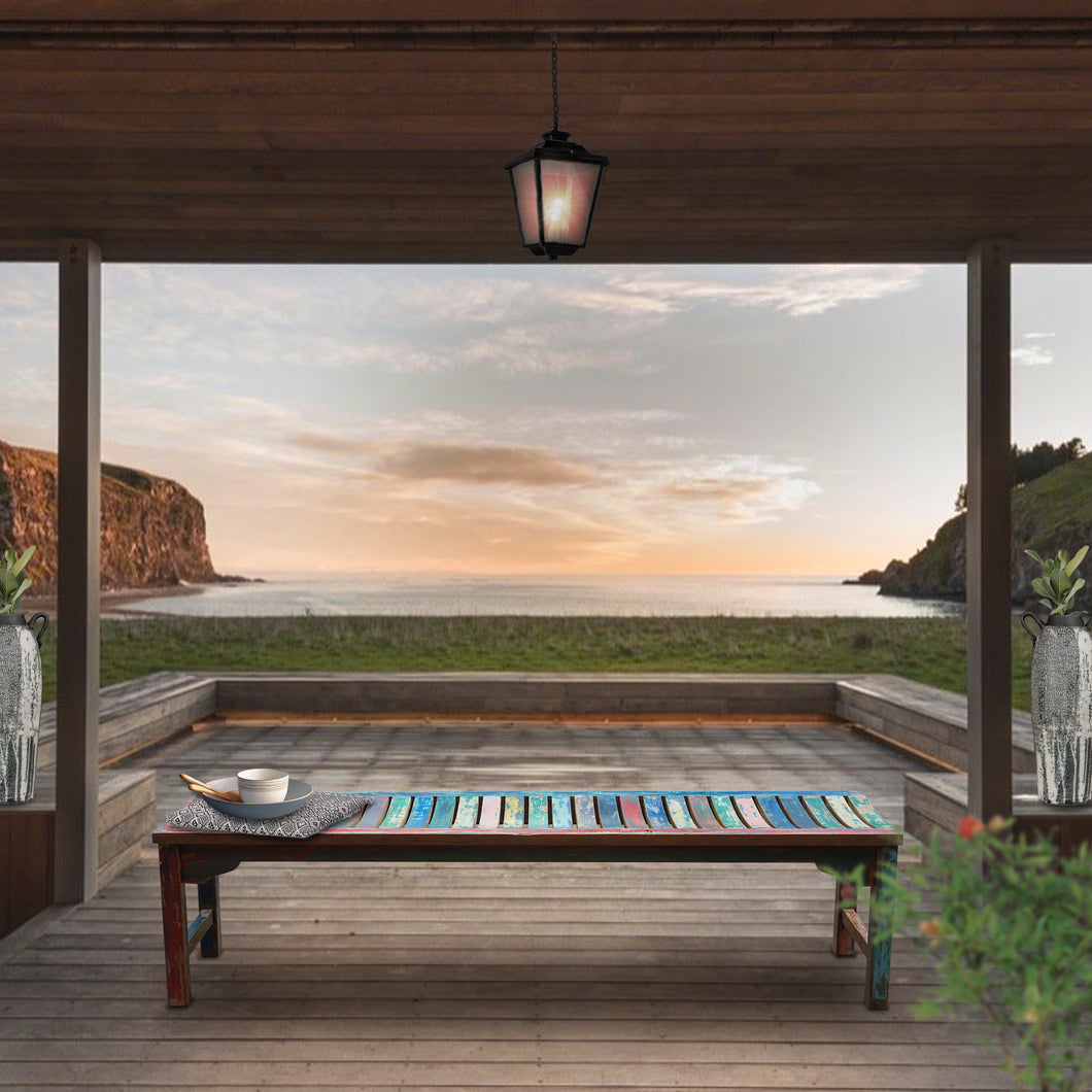 Marina del Rey Backless Dining Bench made from Recycled Teak Wood Boats, 6 foot