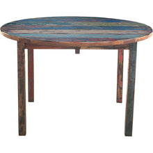 Round Dining Table made from Recycled Teak Wood Boats, 63 inch - Chic Teak