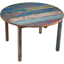 Round Dining Table made from Recycled Teak Wood Boats, 63 inch - Chic Teak