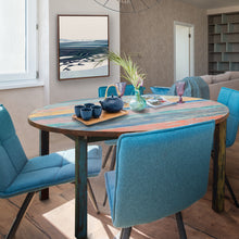 Marina del Rey Round Dining Table made from Recycled Teak Wood Boats, 55 inch