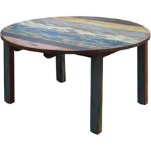 Round Dining Table made from Recycled Teak Wood Boats, 63 inch - Chic Teak