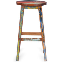 Marina Del Rey Round Recycled Teak Wood Boat Barstool