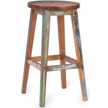 Marina Del Rey Round Recycled Teak Wood Boat Barstool